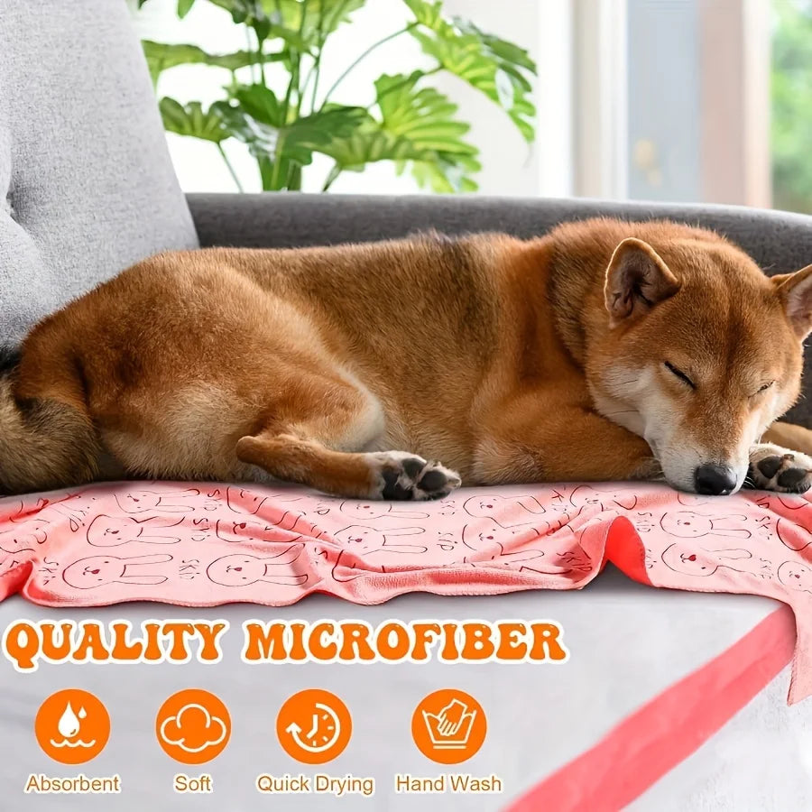 1Pc Ultra Fine Fiber Super Absorbent Pet Bath Towel, Fast Drying, Soft and Comfortable Small to Large Dog and Cat Grooming Towel
